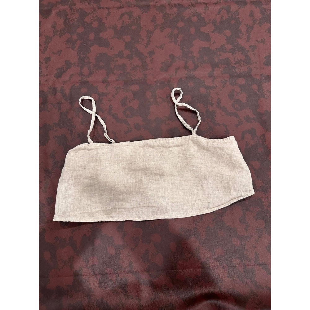 Reformation Linen Button Front Cropped Tank Top Size 10 Natural‎